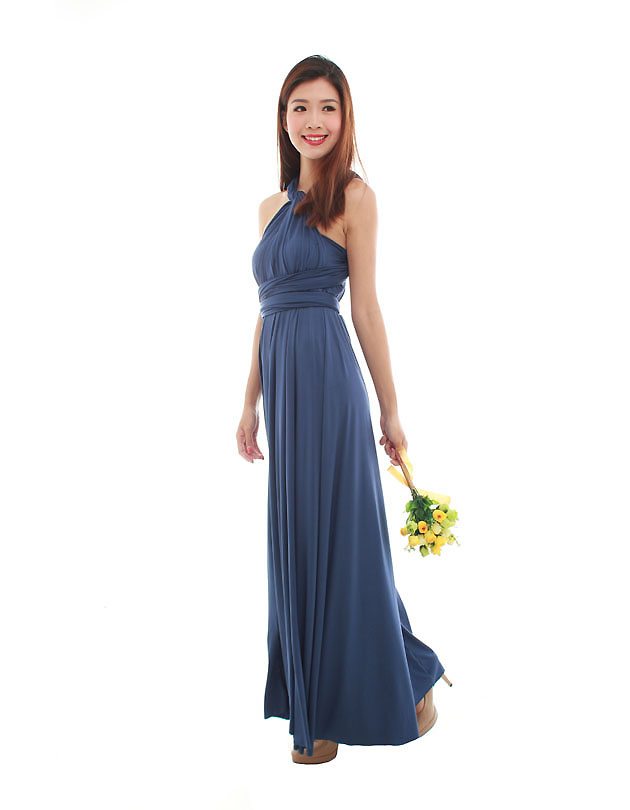 Cherie Convertible Maxi Dress in Navy Blue